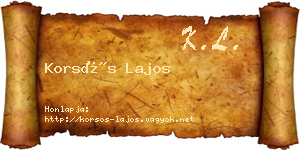 Korsós Lajos névjegykártya